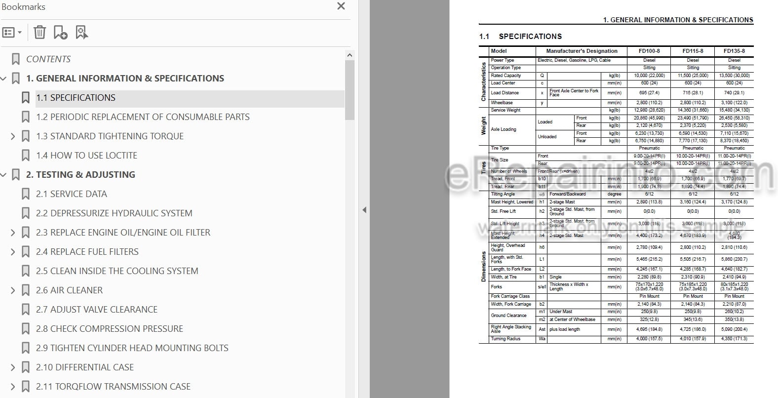 Photo 5 - Komatsu EX50 Series FD100-8 To FD160E-8 Service Manual Forklift Truck SM228