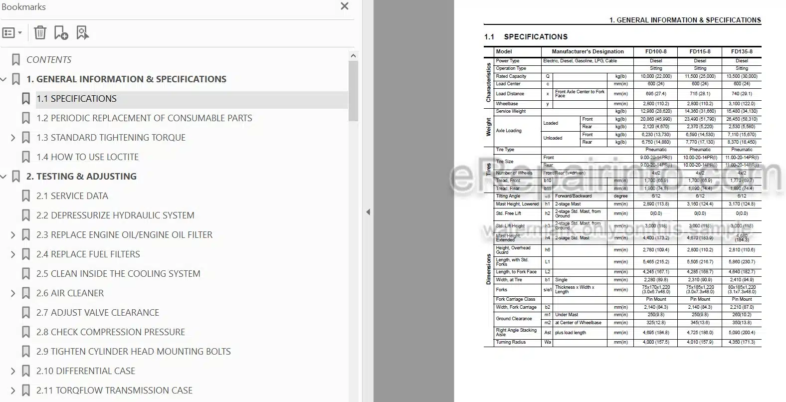 Photo 5 - Komatsu EX50 Series FD100-8 To FD160E-8 Service Manual Forklift Truck SM228