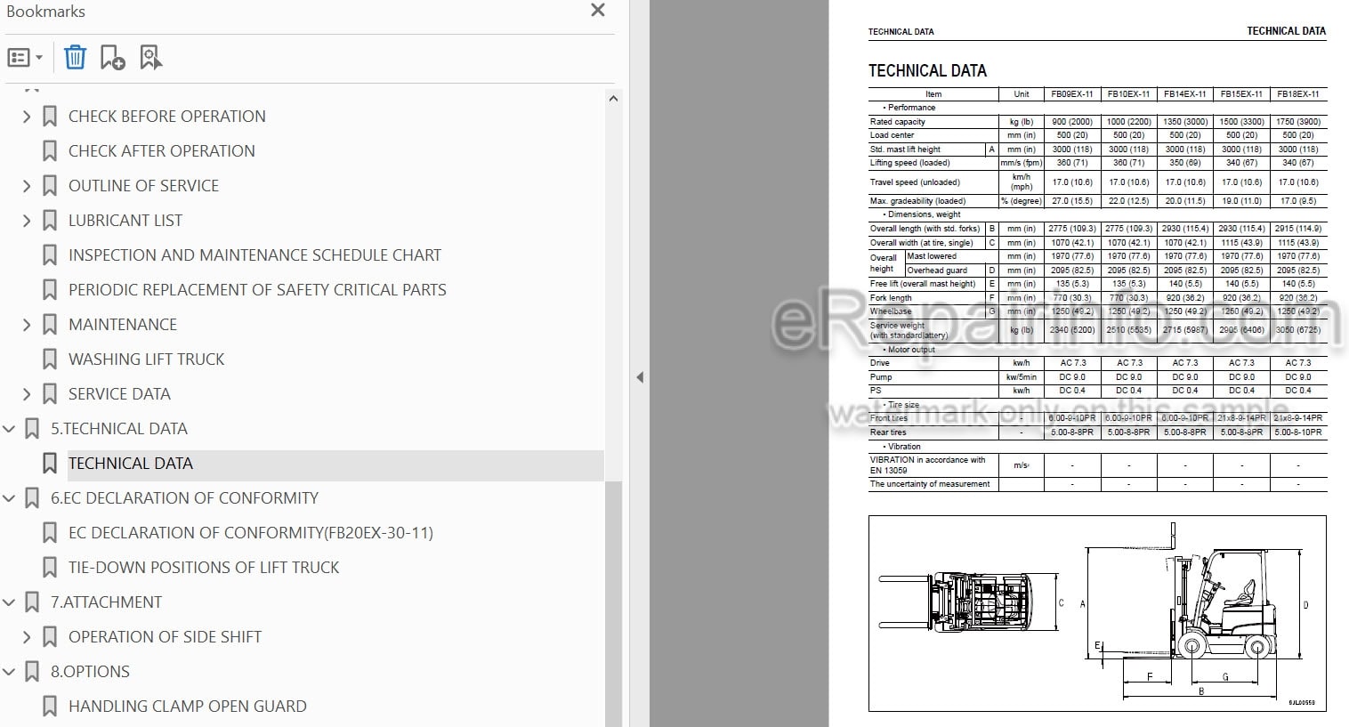 Photo 3 - Komatsu FB09EX-11 To FB30-11 Operation And Maintenance Manual Electric Lift Truck TEN00568-03