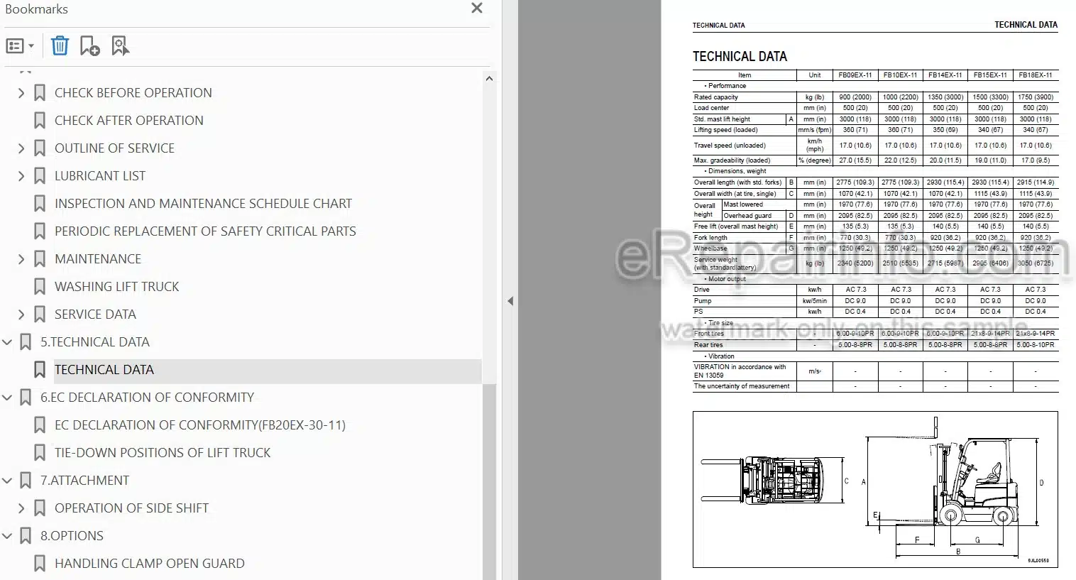 Photo 3 - Komatsu FB09EX-11 To FB30-11 Operation And Maintenance Manual Electric Lift Truck TEN00568-03