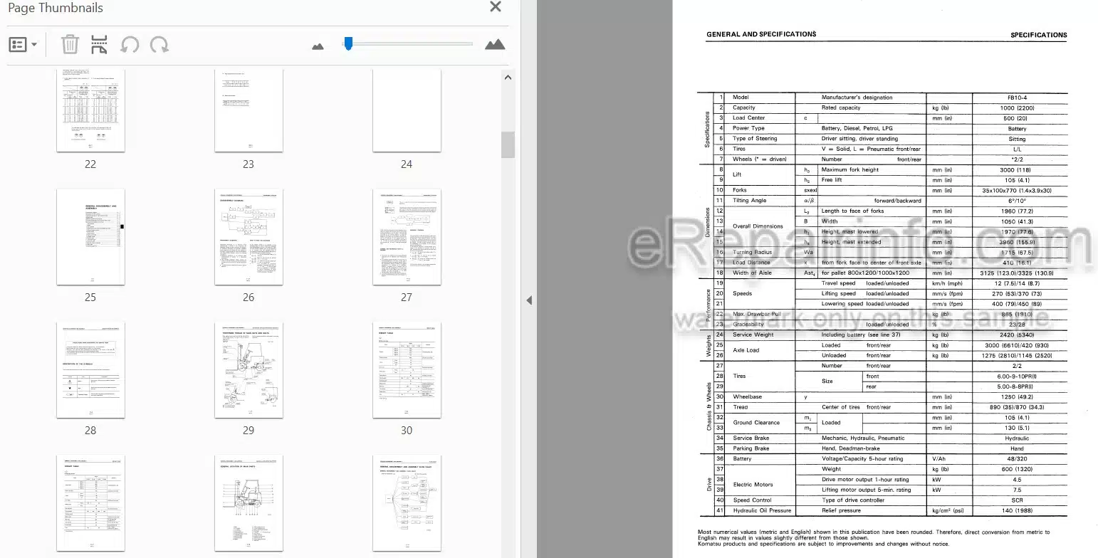 Photo 3 - Komatsu FB10-4 To FB18S-4 Shop Manual Forklift FB10-18.4-BE1