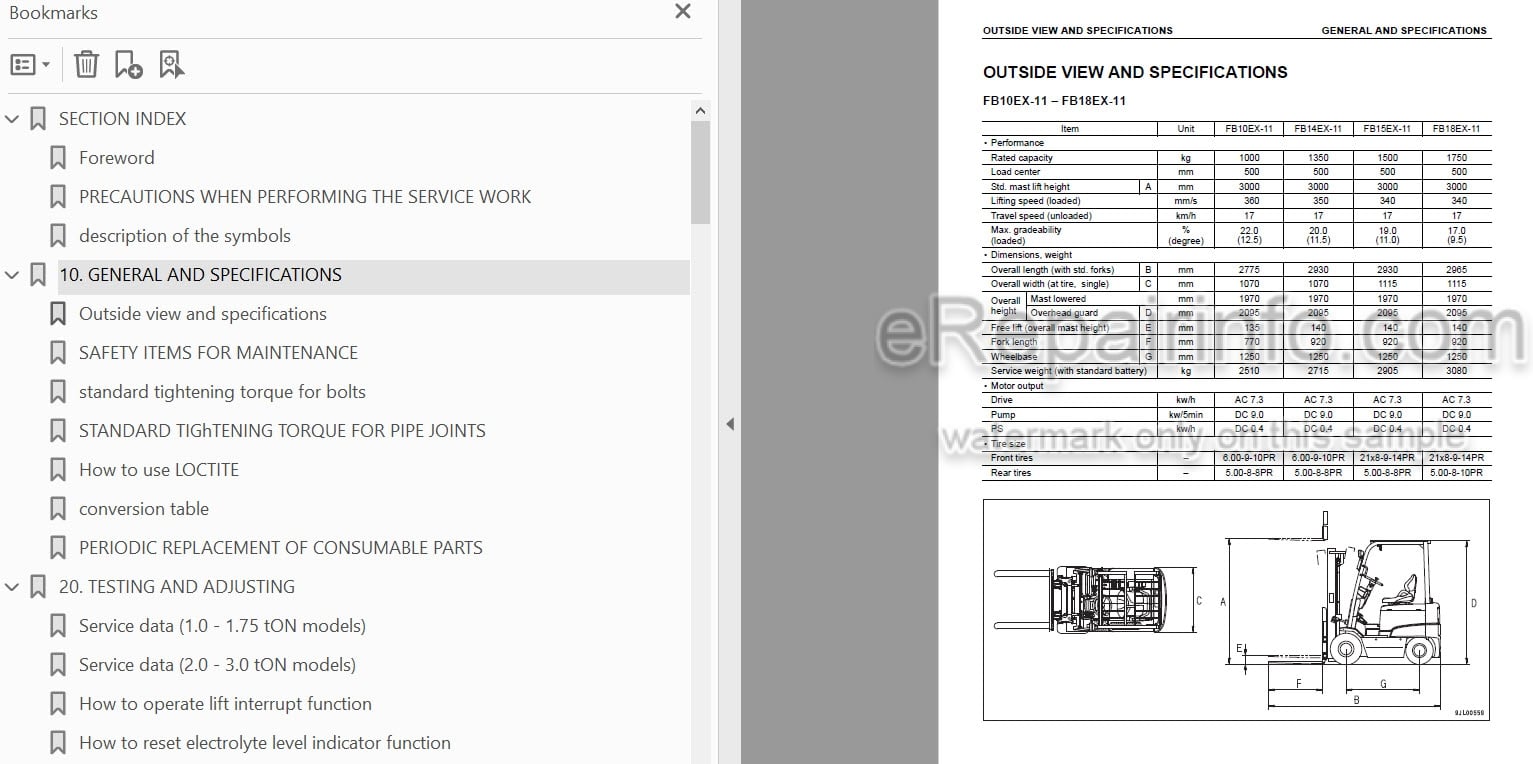 Photo 5 - Komatsu FB10EX-11 To FB30-11 Shop Manual Electric Lift Truck BBB11E1-02