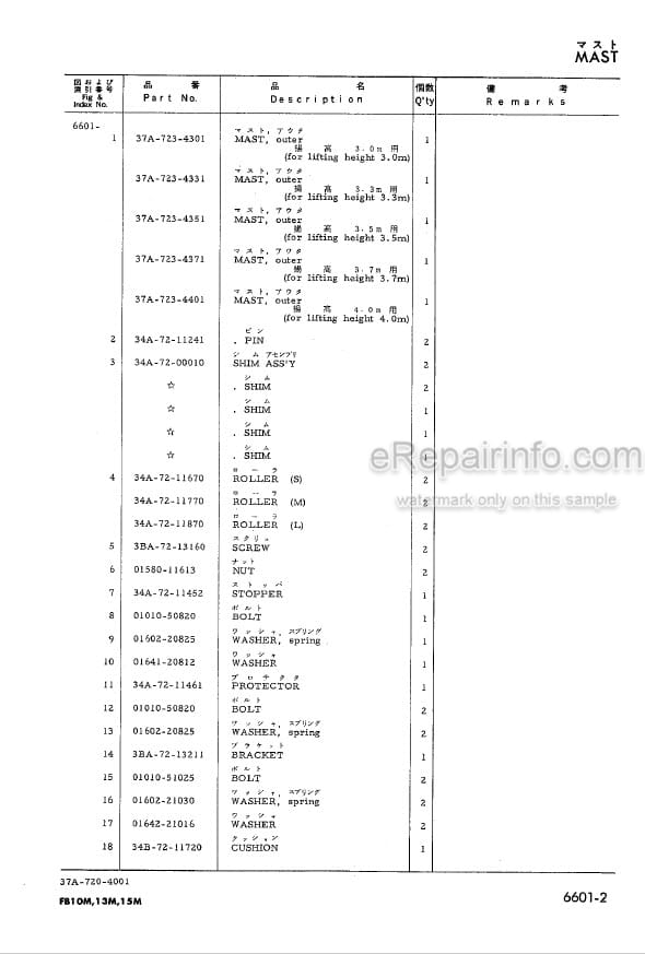 Photo 4 - Komatsu FB10M-1 FB13M-1 FB15M-1 Parts Book Forklift Truck FB10M15M1-PNE3