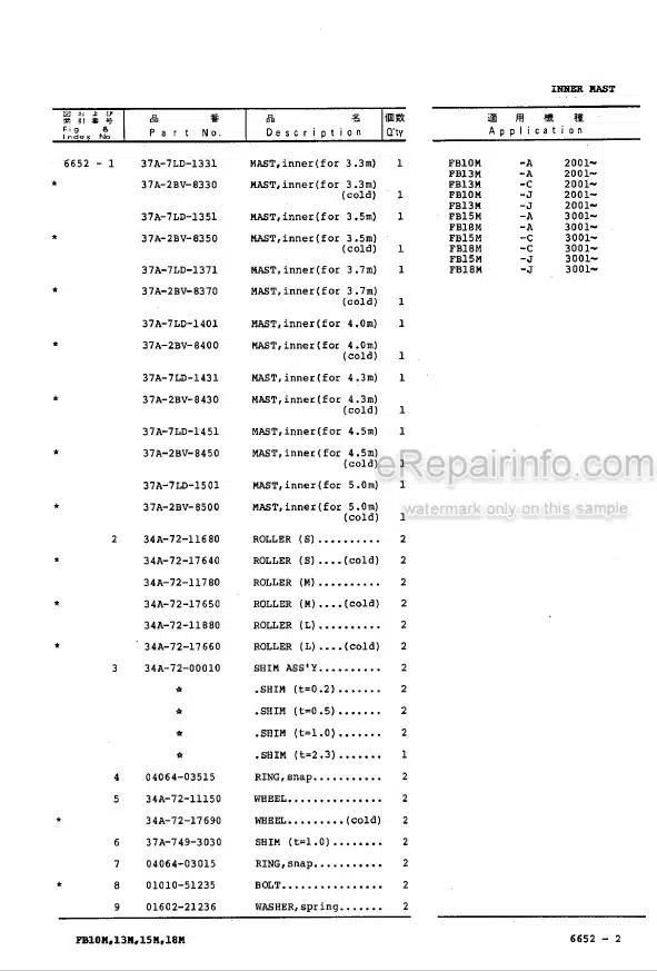 Photo 4 - Komatsu FB10M-2 FB13M-2 FB15M-2 FB18M-2 Parts Book Forklift Truck FB10M 18M-2-PNE2