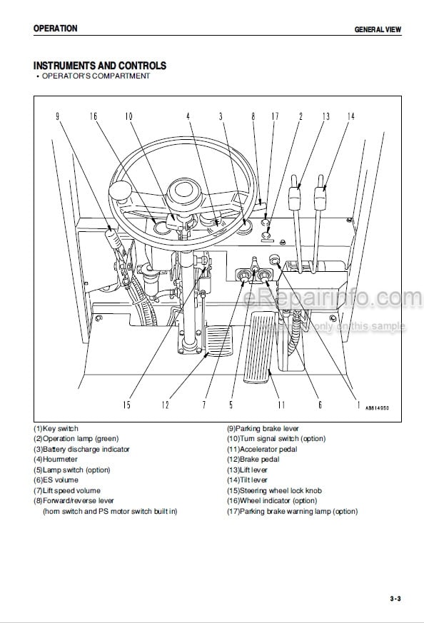 Photo 4 - Komatsu FB10M-3 FB13M-3 FB15M-3 FB18M-3 Operation And Maintenance Manual Electric Lift Truck AMA03EC1-01