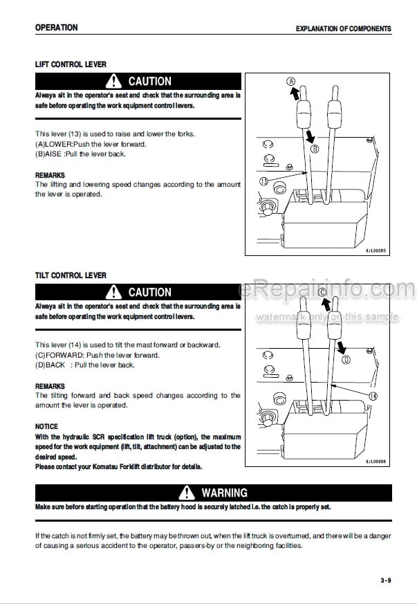 Photo 11 - Komatsu FB10M-3 FB13M-3 FB15M-3 FB18M-3 Operation And Maintenance Manual Electric Lift Truck AMA03EC1-01