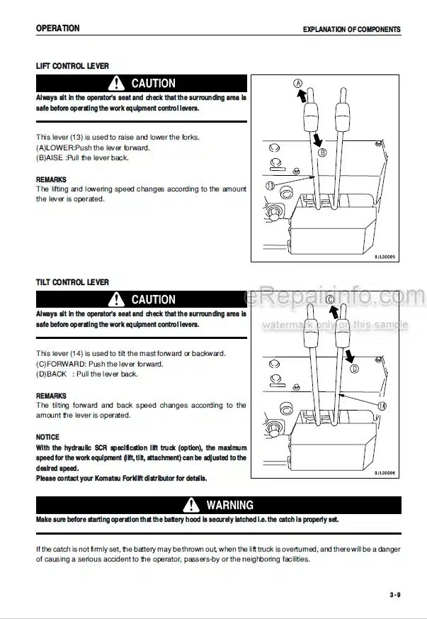 Photo 11 - Komatsu FB10M-3 FB13M-3 FB15M-3 FB18M-3 Operation And Maintenance Manual Electric Lift Truck AMA03EC1-01