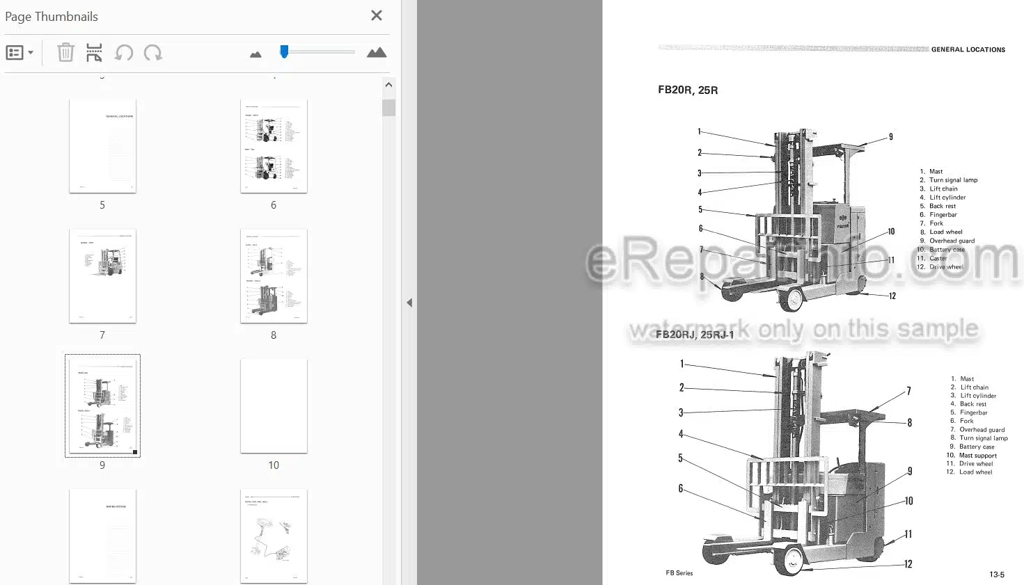Photo 3 - Komatsu FB10S To FP25J-1 Shop Manual Electrical System For Electric Lift Truck FB10 25AB-E-BE2