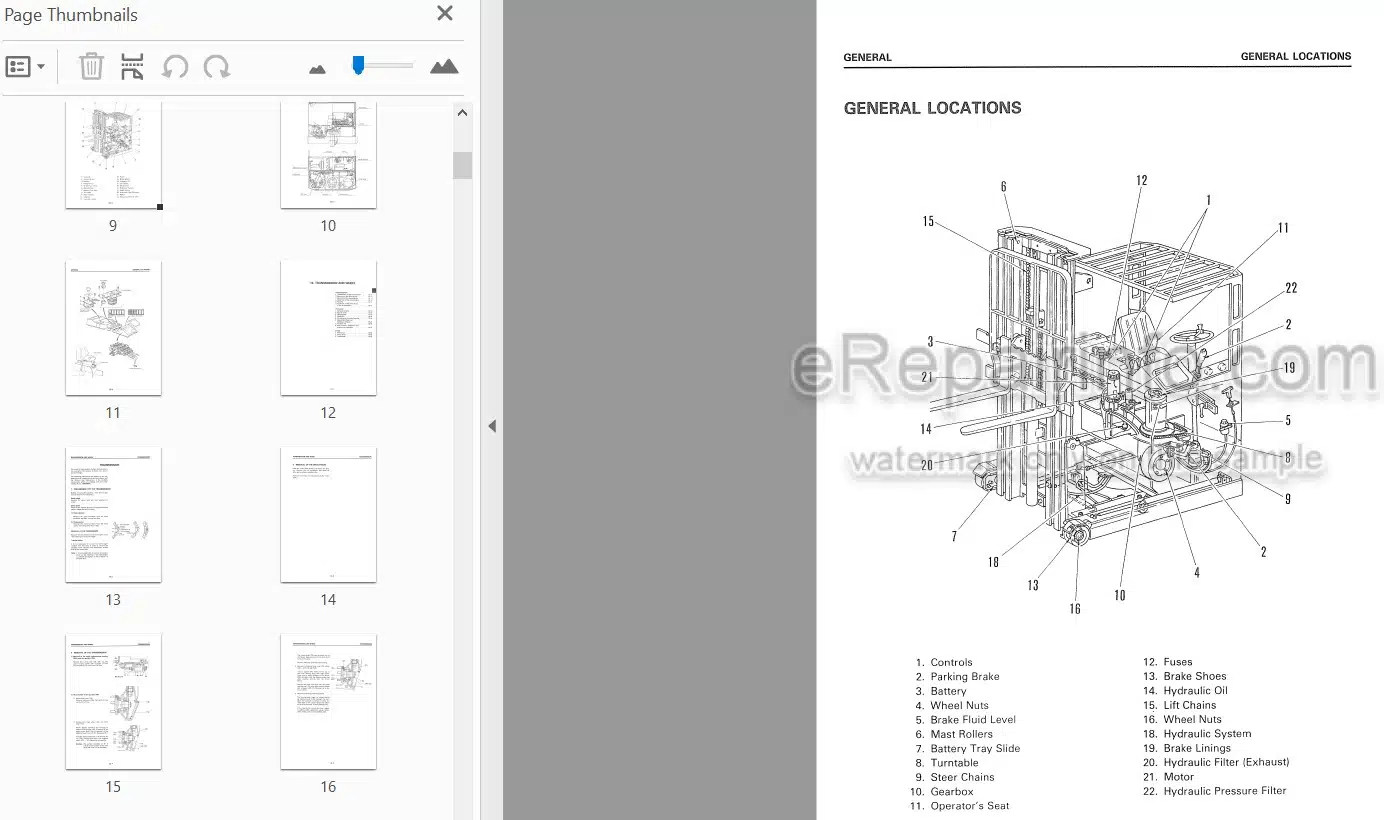 Photo 3 - Komatsu FB13RW-1E To FB16RZ-1E Shop Manual Electric Lift Truck FBR13-16 1E-BE1