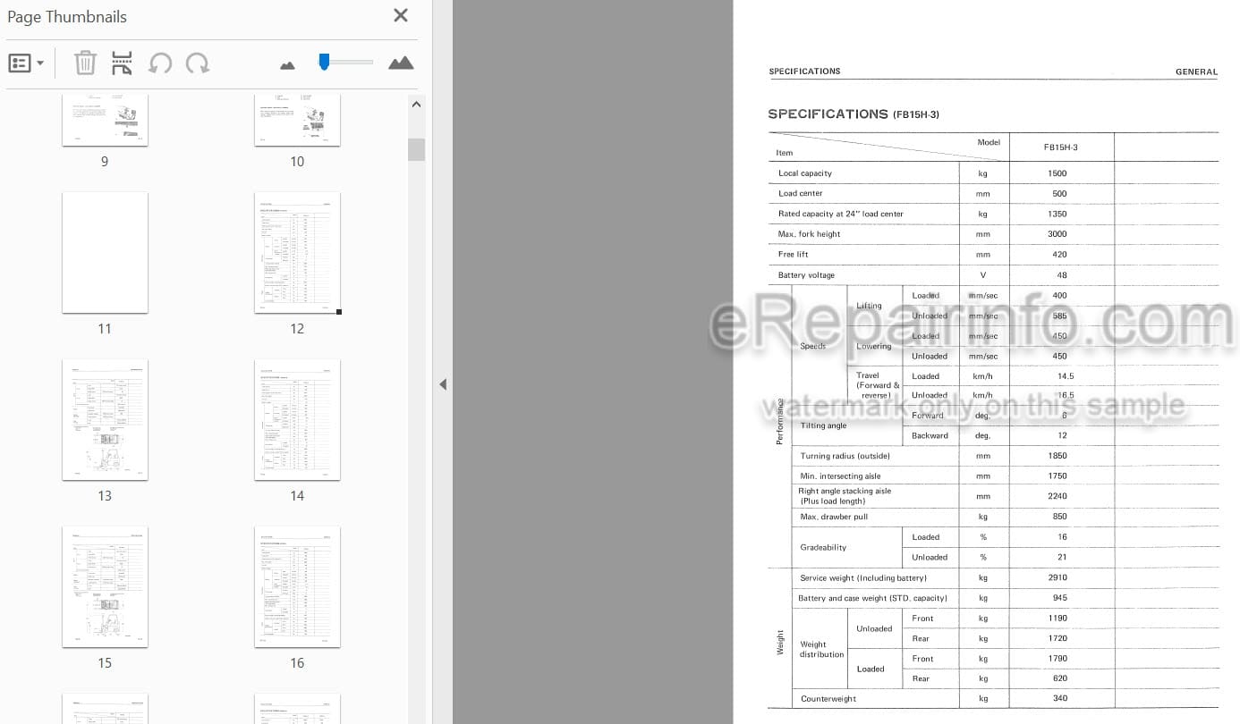 Photo 5 - Komatsu FB15H-3 To FB25SH-2 Shop Manual Forklift FB15H 25SH2-BE1