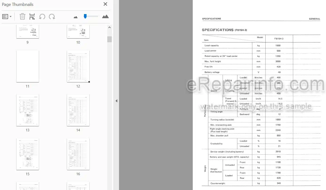 Photo 5 - Komatsu FB15H-3 To FB25SH-2 Shop Manual Forklift FB15H 25SH2-BE1