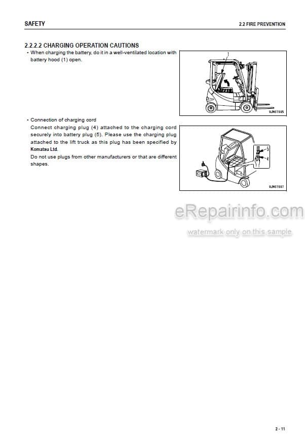 Photo 5 - Komatsu FB15U-12 FB18U-12 FB20AU-12 Operation And Maintenance Manual Electric Forklift Truck TEN00718-02