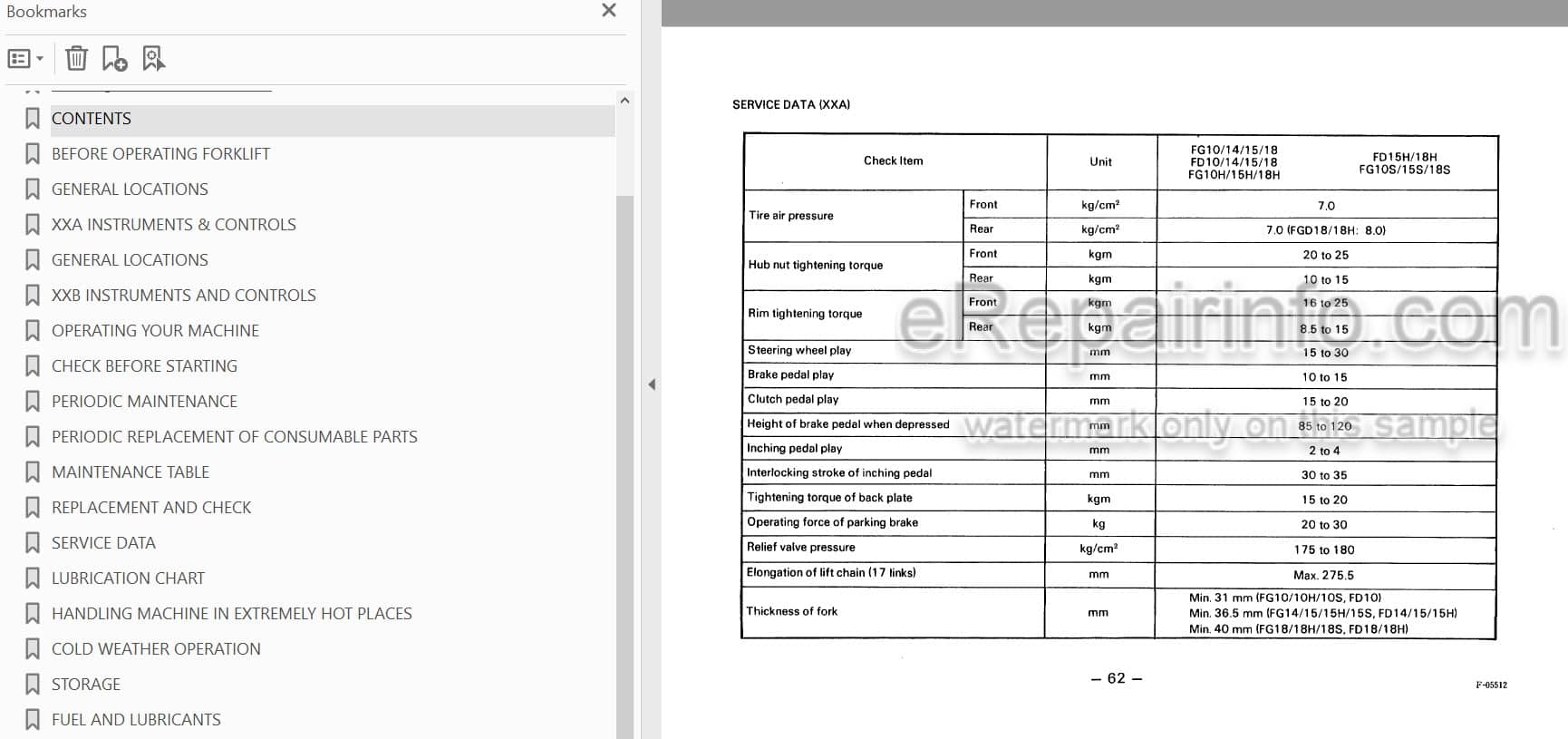 Photo 5 - Komatsu FD10-14 To FG30H-14 Operation And Maintenance Manual Forklift Truck OM025