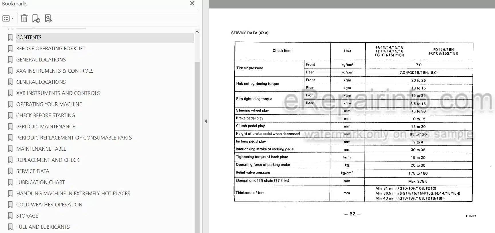 Photo 5 - Komatsu FD10-14 To FG30H-14 Operation And Maintenance Manual Forklift Truck OM025