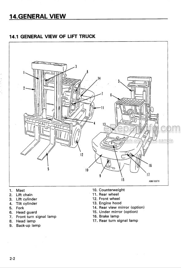 Photo 3 - Komatsu FD100-6 FD135-6 FD150E-6 FD160E-6 Operation And Maintenance Manual Forklift Truck AEE06E1-01