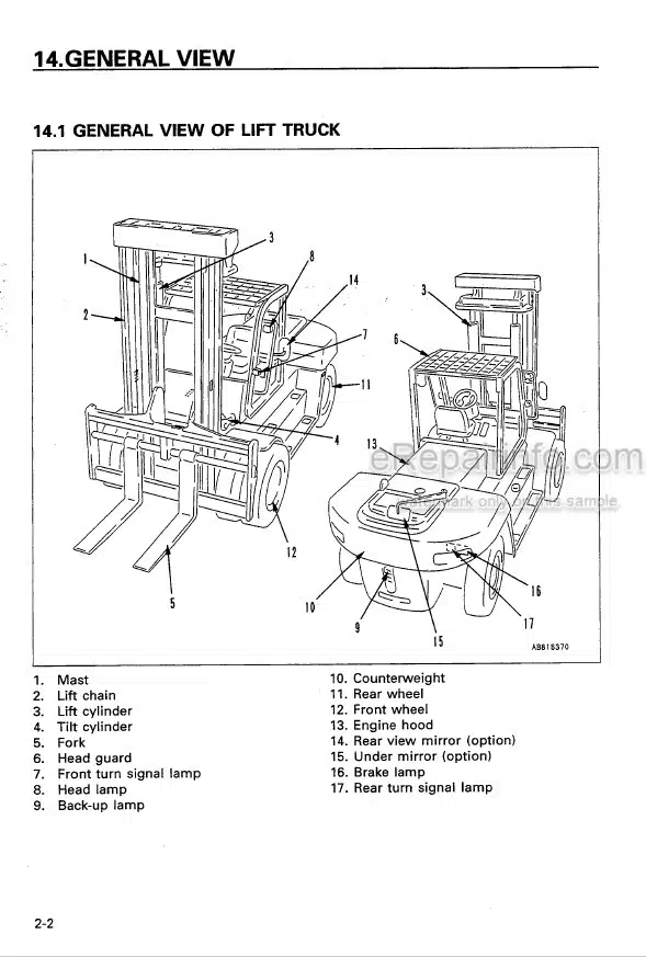 Photo 3 - Komatsu FD100-6 FD135-6 FD150E-6 FD160E-6 Operation And Maintenance Manual Forklift Truck AEE06E1-01