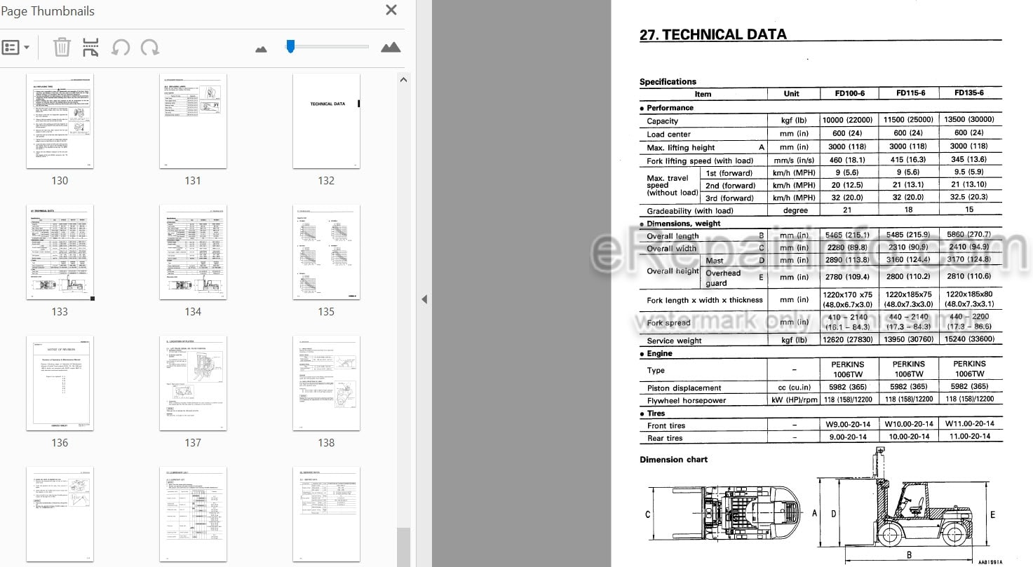 Photo 4 - Komatsu FD100-6 FD135-6 FD150E-6 FD160E-6 Operation And Maintenance Manual Forklift Truck AEE06E1-01