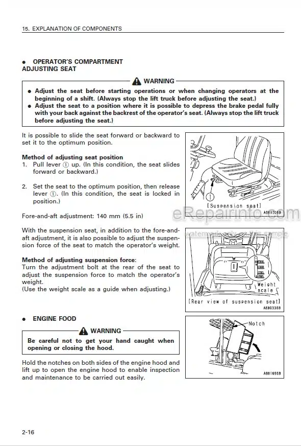 Photo 6 - Komatsu FD100-8 To FD160E-8 Operation And Maintenance Manual Forklift Truck TEN00560-12