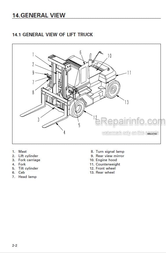 Photo 3 - Komatsu FD150-6 To FD250Z-6 Operation And Maintenance Manual Forklift Truck TEN00561-00