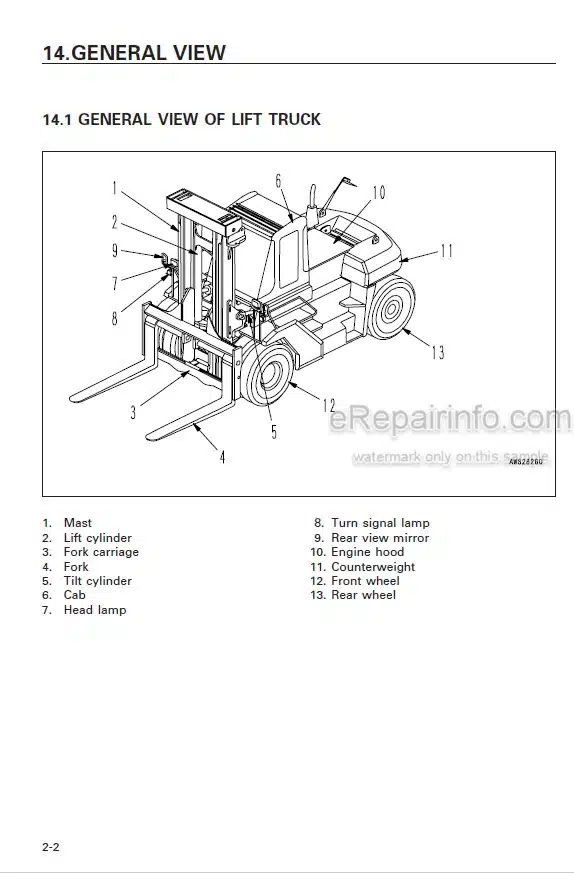 Photo 3 - Komatsu FD150-6 To FD250Z-6 Operation And Maintenance Manual Forklift Truck TEN00561-00