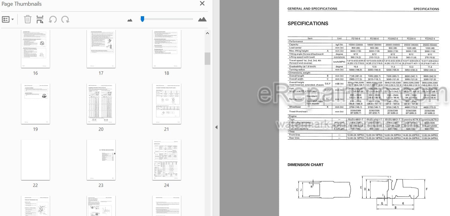 Photo 3 - Komatsu FD150-6 To FD250Z-6 Shop Manual Forklift BEF06E1-01