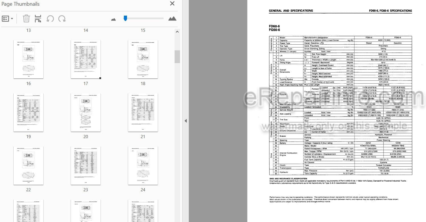 Photo 3 - Komatsu FD50-6 To FG70E-6 Shop Manual Forklift SM025