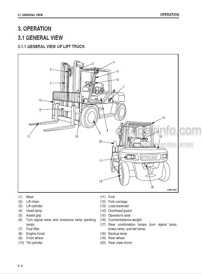 Photo 4 - Komatsu FD60-10 FD70-10 FD80-10 Operation And Maintenance Manual Forklift Truck OM124 SN55001-