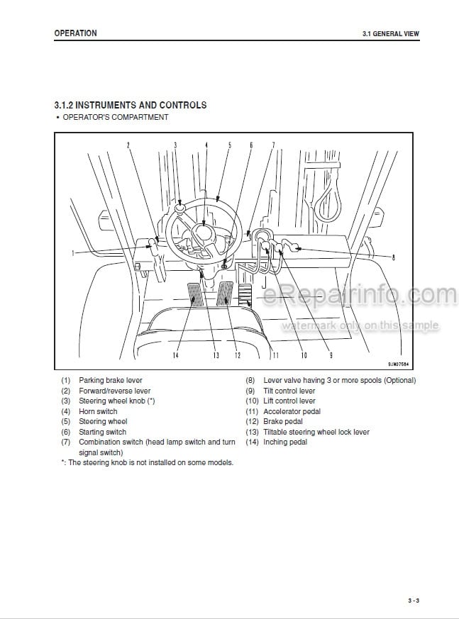 Photo 3 - Komatsu FD60-10 FD70-10 FD80-10 Operation And Maintenance Manual Forklift Truck OM124 SN55001-