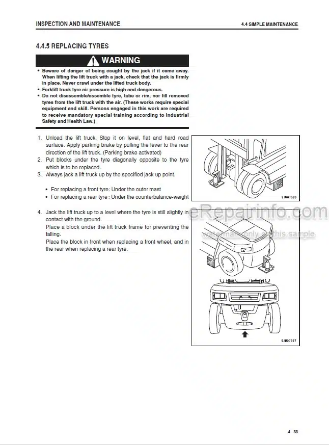 Photo 5 - Komatsu FD60-10 FD70-10 FD80-10 Operation And Maintenance Manual Forklift Truck OM124 SN55001-