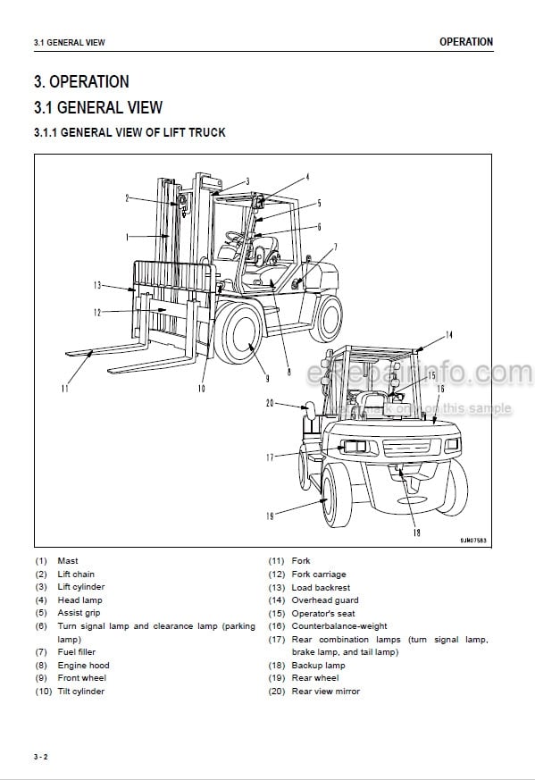 Photo 5 - Komatsu FD60-10 FD70-10 FD80-10 Operation And Maintenance Manual Forklift Truck TEN00721-06