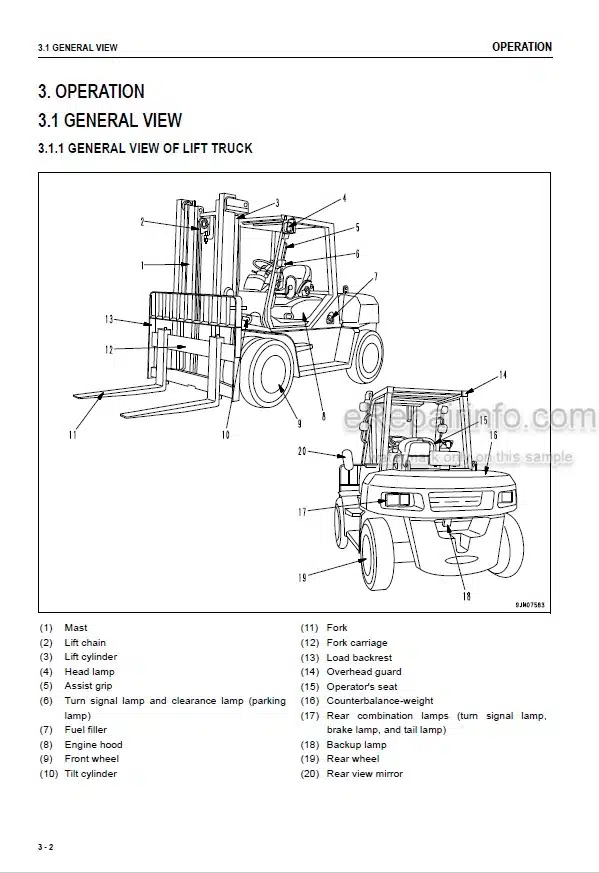 Photo 5 - Komatsu FD60-10 FD70-10 FD80-10 Operation And Maintenance Manual Forklift Truck TEN00721-06