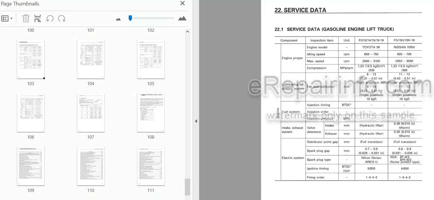 Photo 4 - Komatsu FG10-16 To FD18L-16 Operation And Maintenance Manual Forklift Truck AEA16E1-02