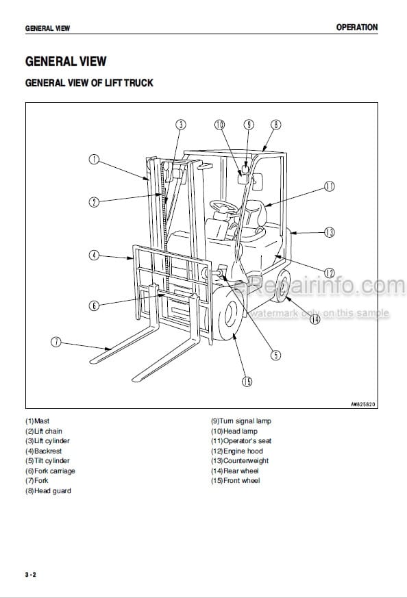 Photo 3 - Komatsu FG10-17 To FD18-17 Operation And Maintenance Manual Forklift Truck AEA17E1-02