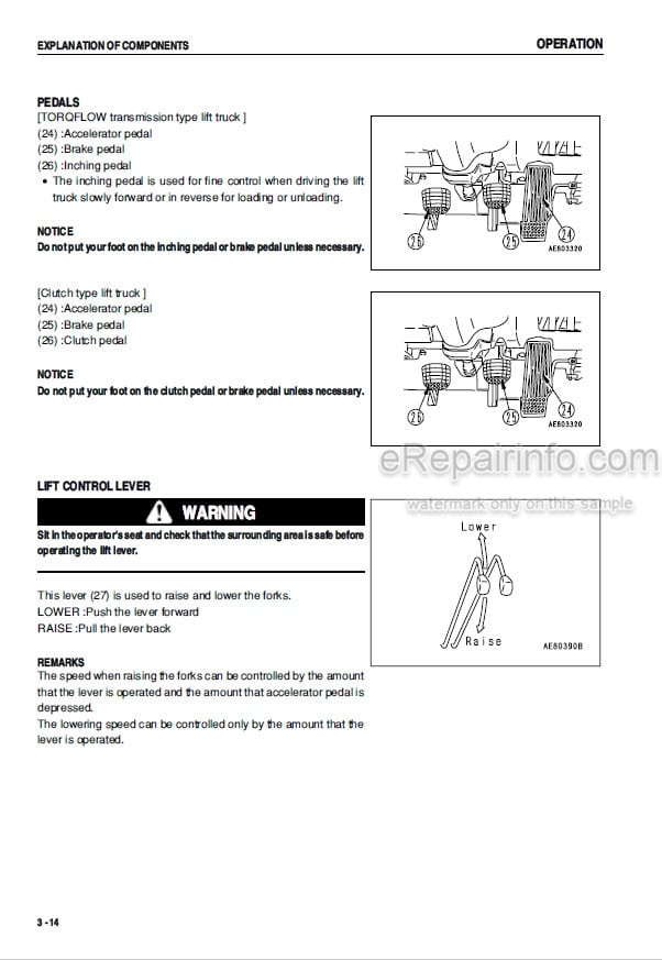 Photo 3 - Komatsu FG10-17 To FD18-17 Operation And Maintenance Manual Forklift Truck AEA17E1-02