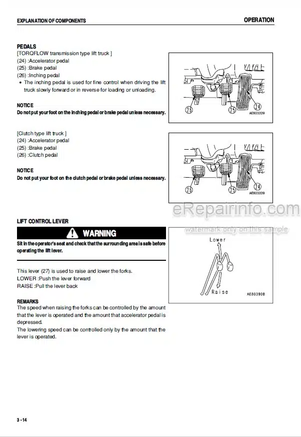 Photo 7 - Komatsu FG10-16 To FD18L-16 Operation And Maintenance Manual Forklift Truck AEA16E1-02