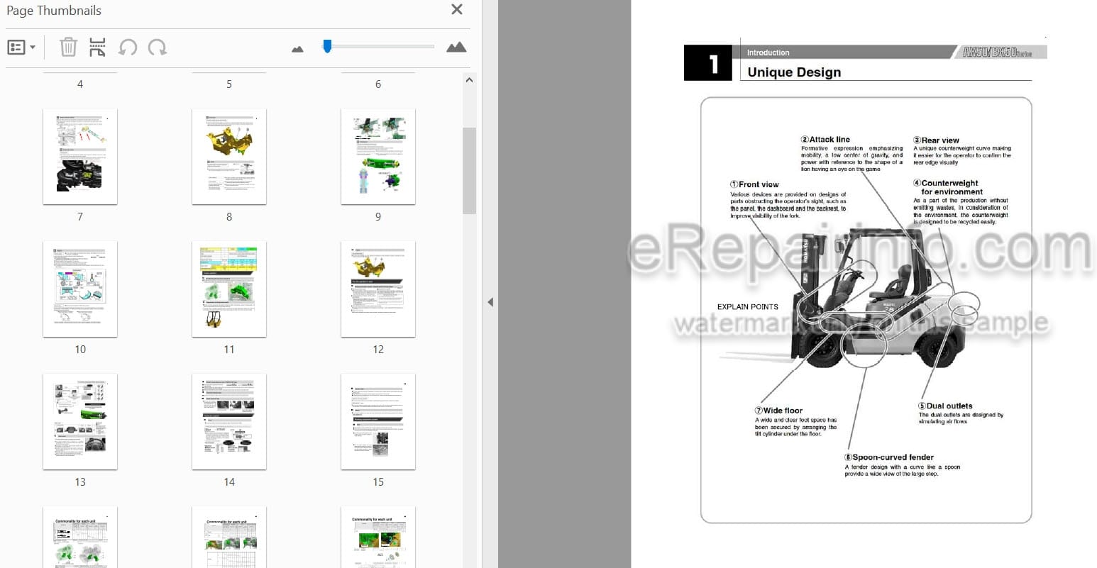 Photo 3 - Komatsu FG10-20 To FD35A-16 Service Training Manual Forklift