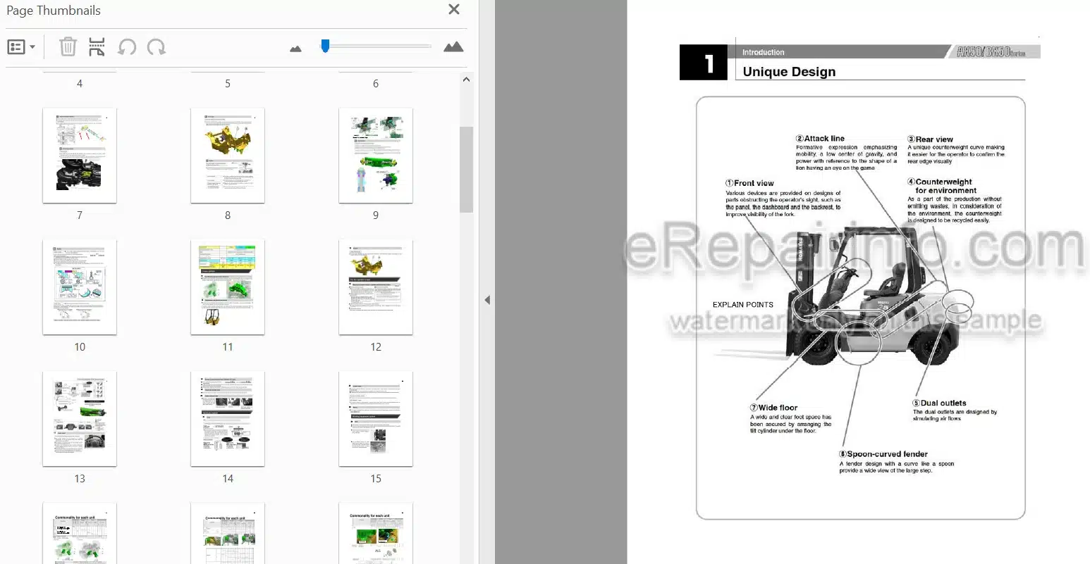 Photo 3 - Komatsu FG10-20 To FD35A-16 Service Training Manual Forklift
