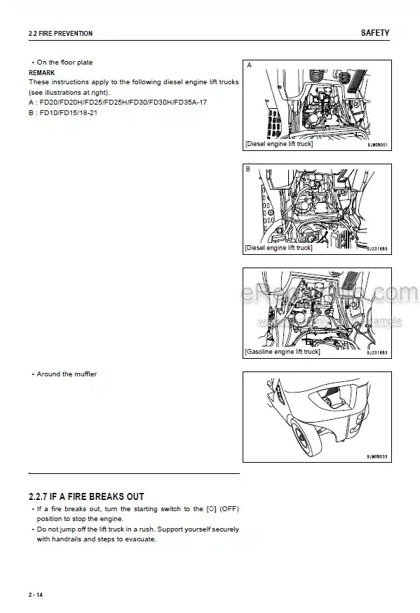 Photo 2 - Komatsu FG10-21 To FD35A-17 Operation And Maintenance Manual Forklift Truck OM201 TEN00711-10