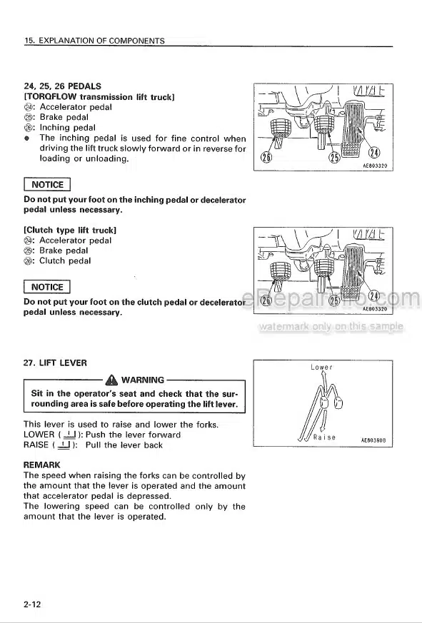 Photo 5 - Komatsu FG20-12 To FD20J-12 Operation And Maintenance Manual Forklift Truck AEB12E1-03