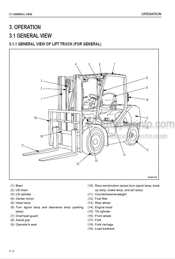 Photo 4 - Komatsu FG40Z-10 To FD50AU-10 Operation And Maintenance Manual Forklift Truck TEN00558-06