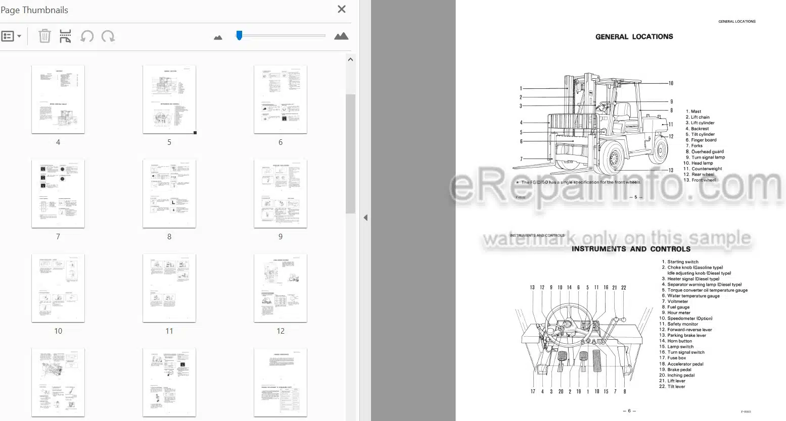 Photo 3 - Komatsu FG50-5 To FD80H-5 Operation And Maintenance Manual Forklift Truck OM058
