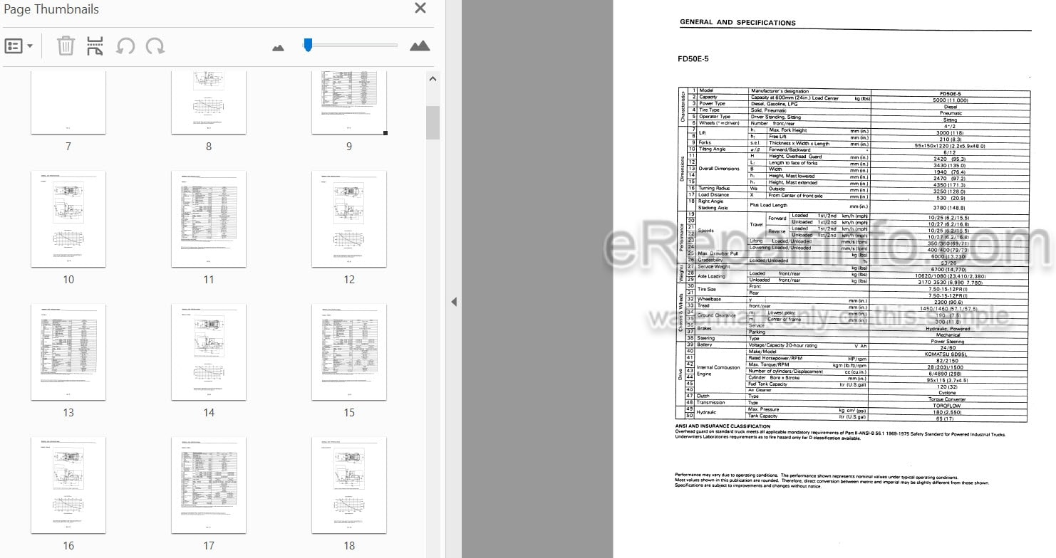 Photo 3 - Komatsu FG50-5 To FD80H-5 Shop Manual Forklift Truck SM024