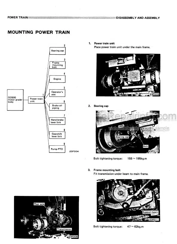 Photo 5 - Komatsu GD500R-1 Shop Manual Motor Grader GD500R 1-BE1 SN 10001-