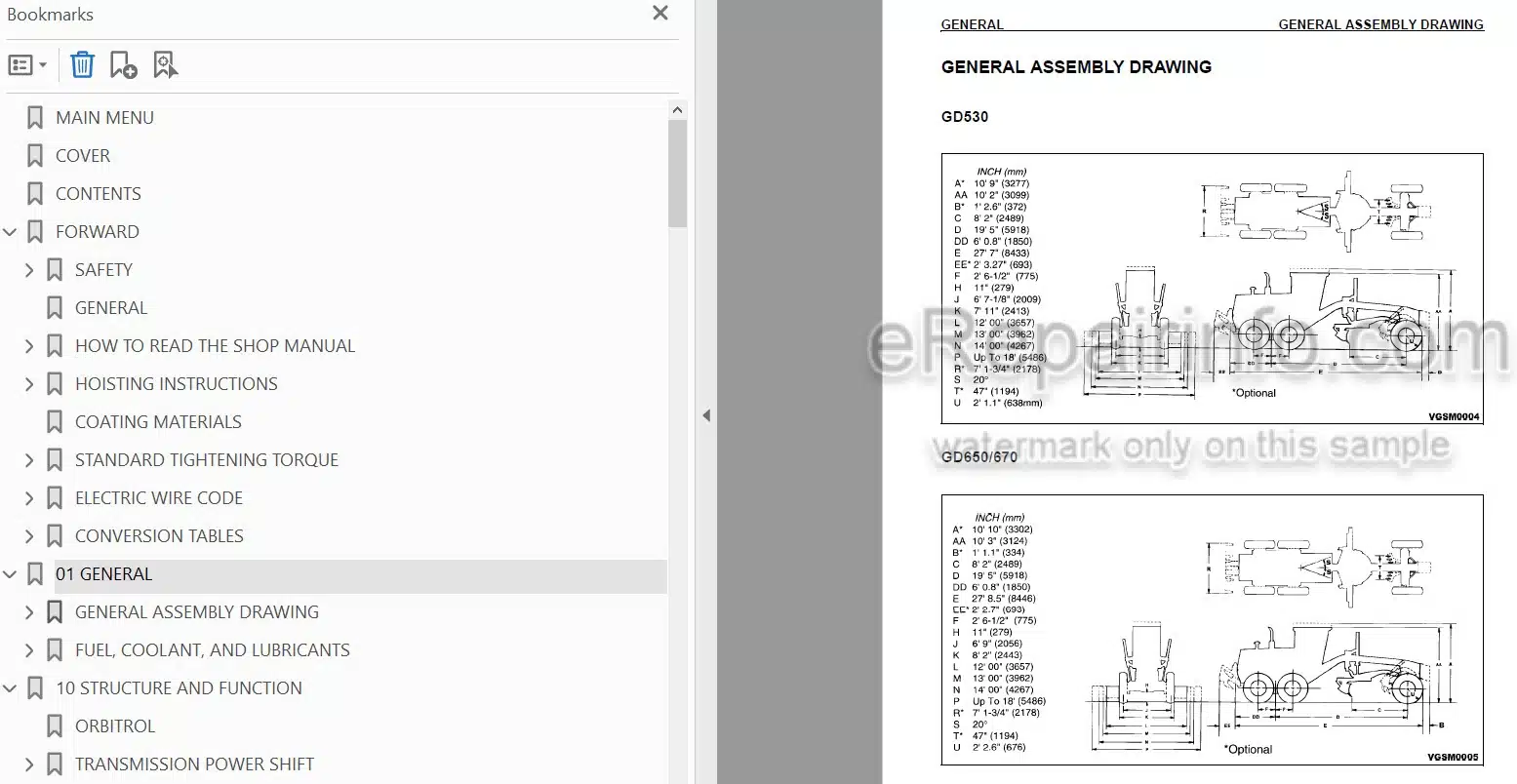 Photo 3 - Komatsu GD530A-2EY GD530AW-2EY GD650A-2EY GD650AW-2EY GD670A-2EY GD670AW-2EY Shop Manual Motor Grader CEBM003902 SN 210098-