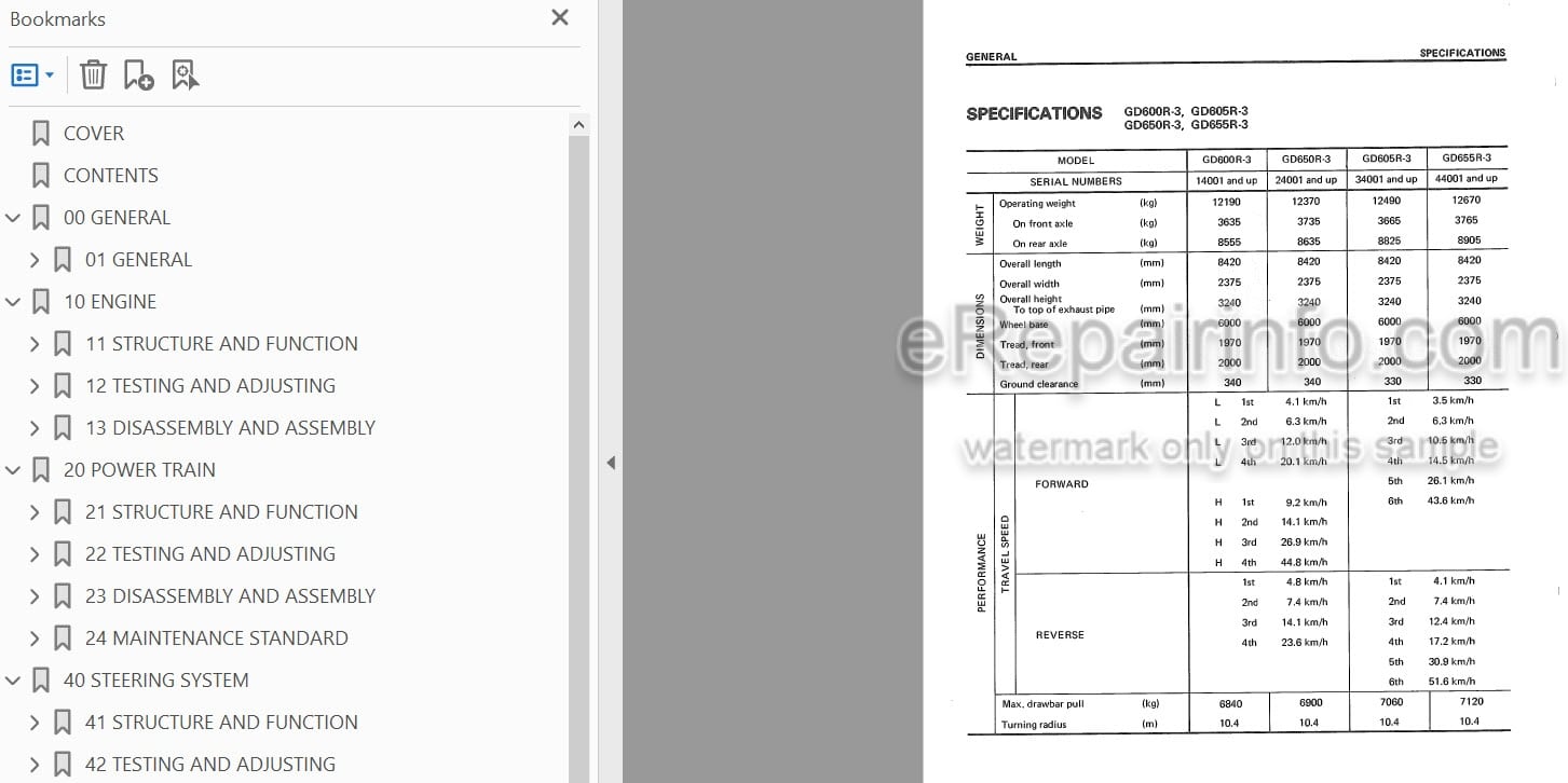 Photo 3 - Komatsu GD600R-3 GD650R-3 GD605R-3 GD655R-3 GD605A-3 GD655A-3 Shop Manual Motor Grader SEBM023B0303