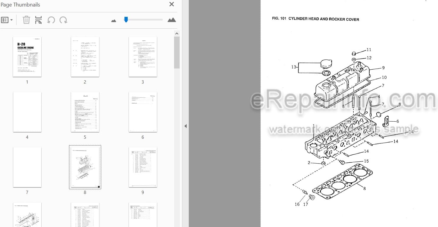 Photo 3 - Komatsu H20 Parts Manual Gasoline Engine PGBH200-01