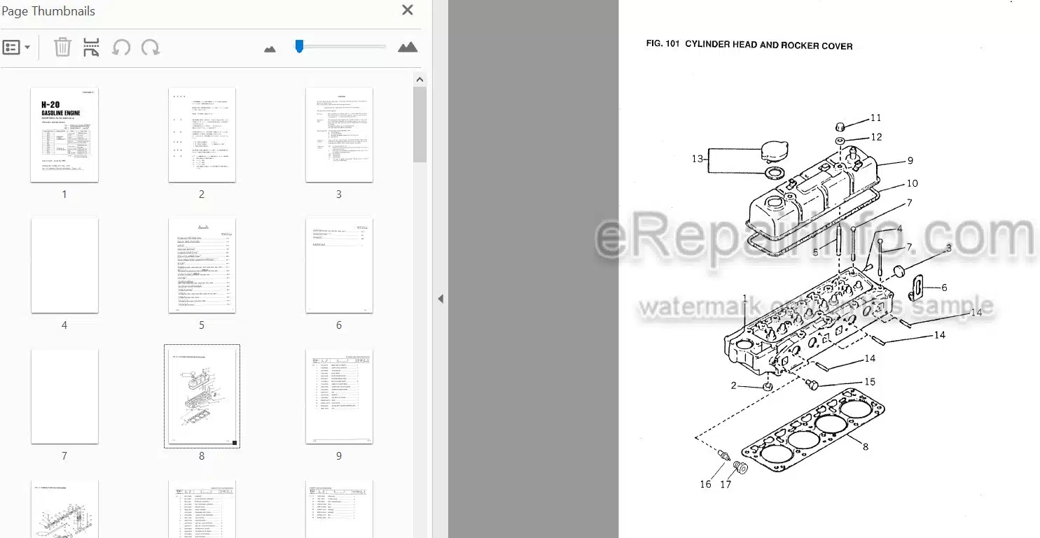 Photo 3 - Komatsu H20 Parts Manual Gasoline Engine PGBH200-01