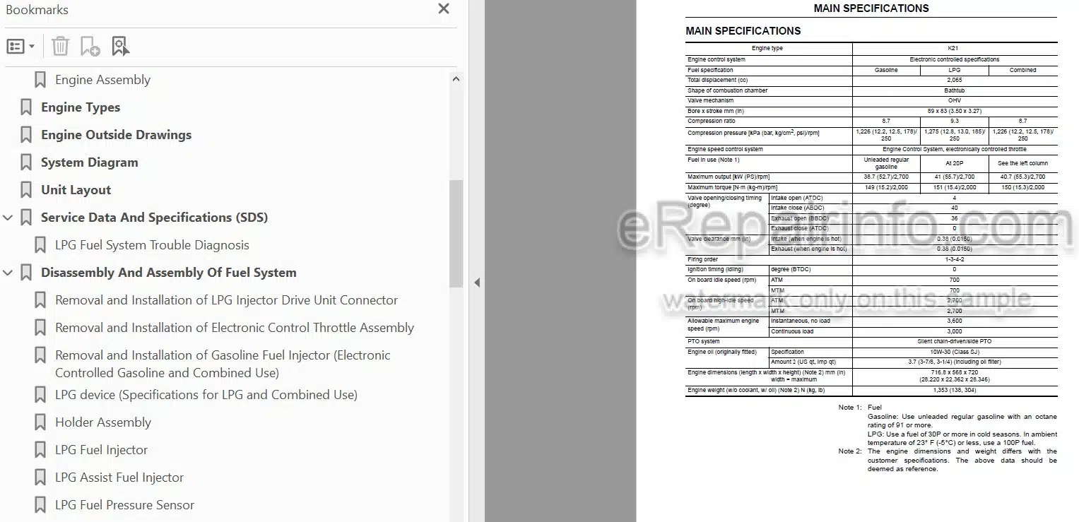 Photo 3 - Komatsu K21 K25 Service Manual Engine For Komatsu Forklift SM301