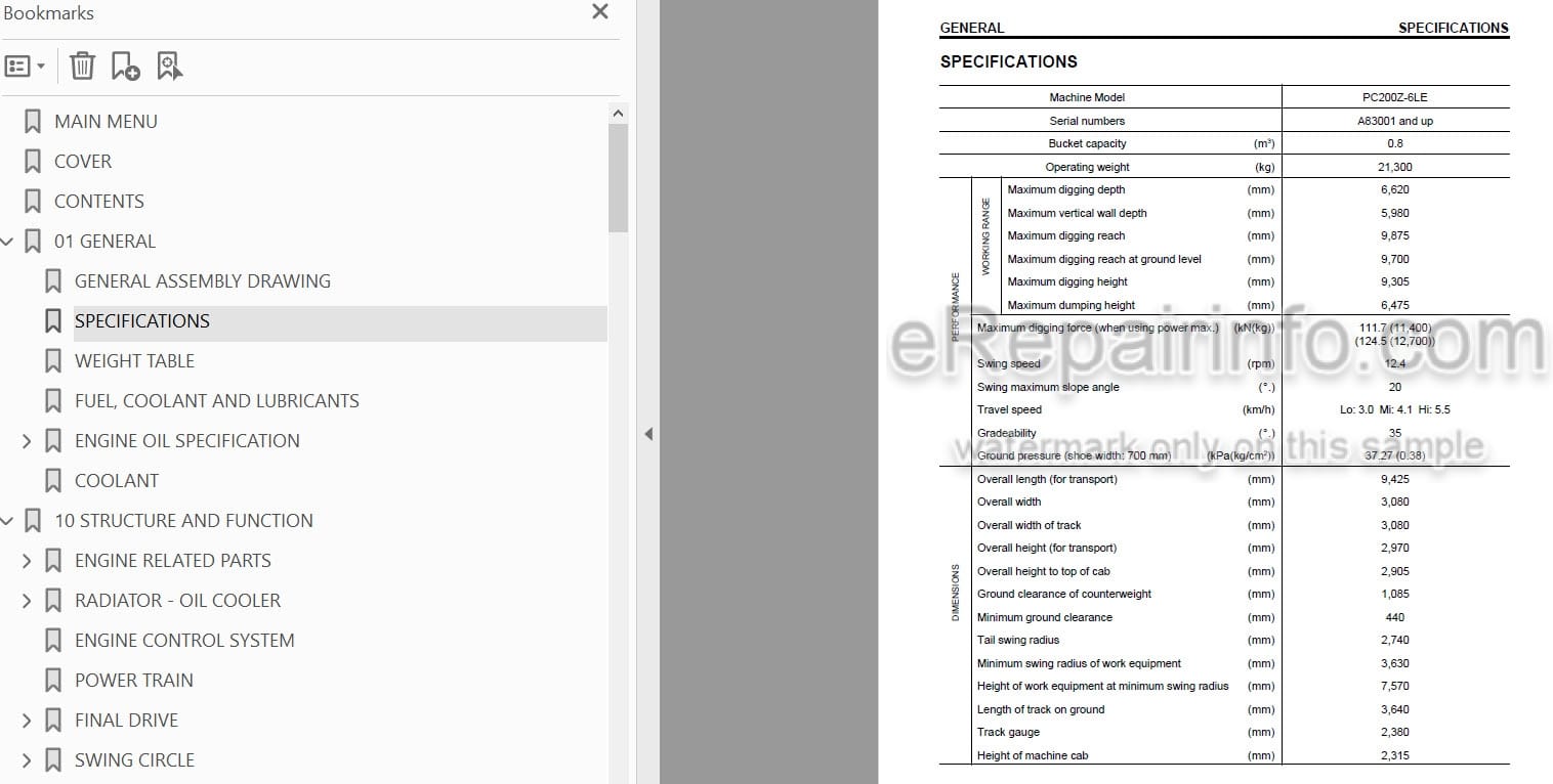 Photo 4 - Komatsu PC200Z-6LE Shop Manual Hydraulic Excavator CEBM001700 SN A83001-