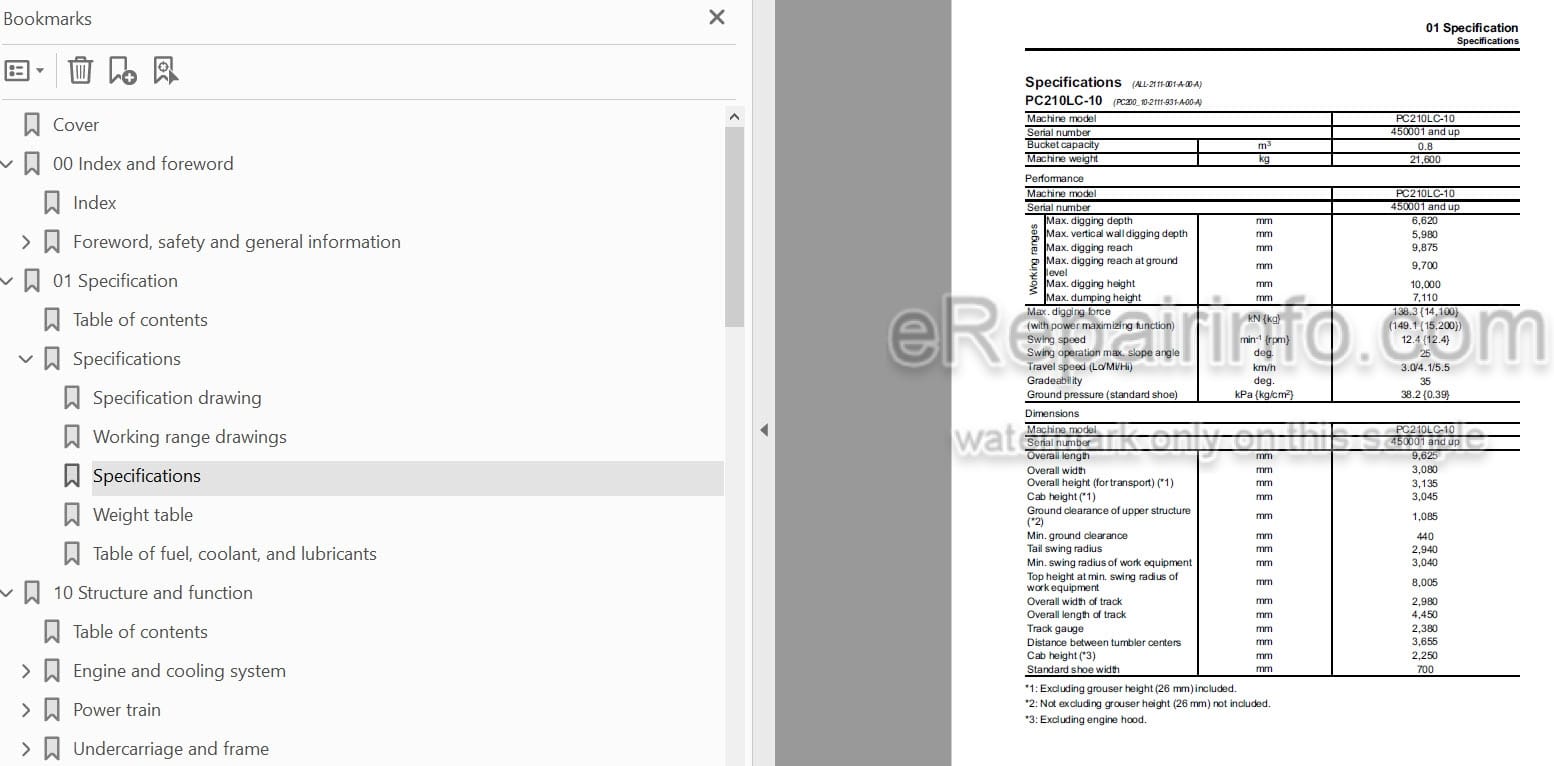 Photo 5 - Komatsu PC210LC-10 Shop Manual Hydraulic Excavator SEN05842-01 SN 450001-